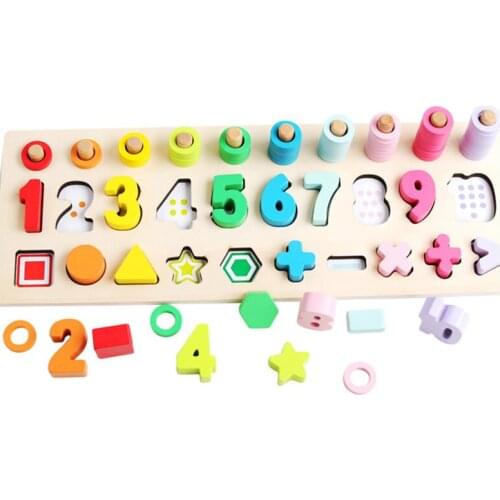 Baby Wooden Montessori Educational Material Toy 1 2 3 years Kids Early Learning Infant Digital Shape Matching Board Toy