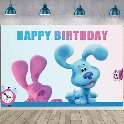 Blues Clues Photo Backdrop Red Clock Baby Shower Kids Birthday Party Blue Dog Banner Photography Backgrounds Photo Studio Props