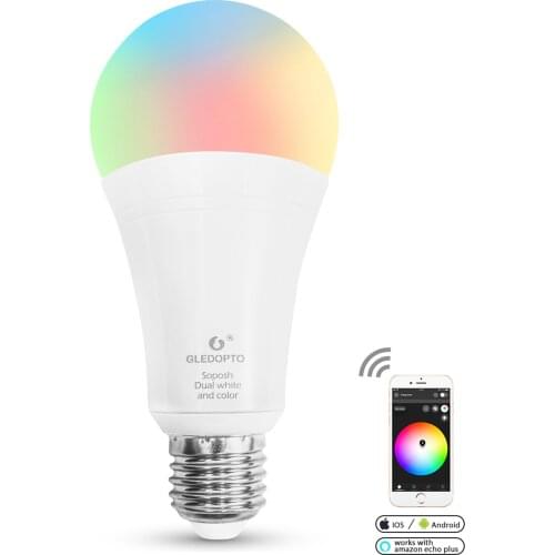 GLEDOPTO LED ZIGBEE 12W RGB+CCT LED bulb AC100-240V RGBCCT dual white Smart LED bulb dimmable lamp work with alexa many gateways