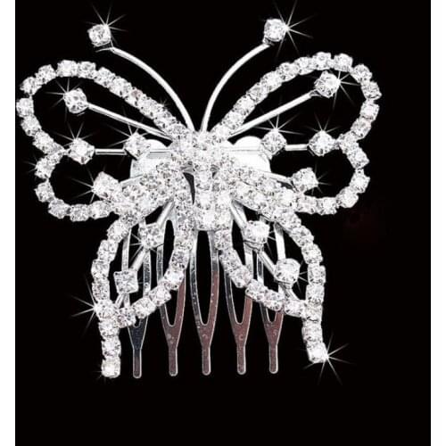 Wedding Alloy Rhinestone Comb Bride Ornaments Hair Comb Crystal Butterfly Hairpin