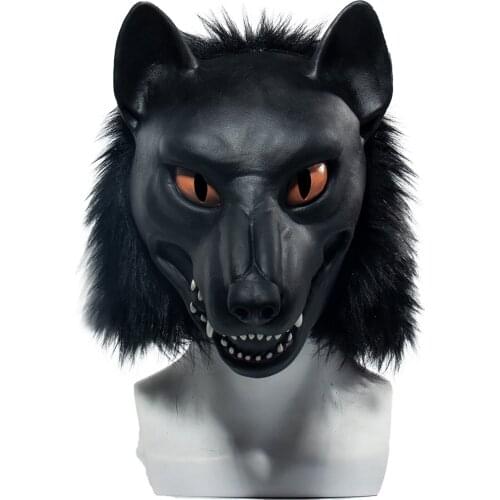 Wolf Head Mask Animal Headgear Creepy Props Horror Atmosphere Masquerade Cosplay Mask Halloween Decoration Christmas Party Decor