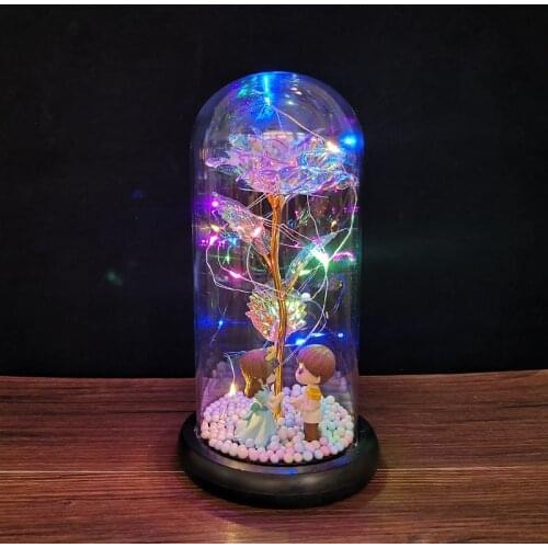 ROSE SPACE Artificial Flower Rose in Glass Valentines Mothers Day Woomen Christmas Party Present Girlfriend Birthday Gifts