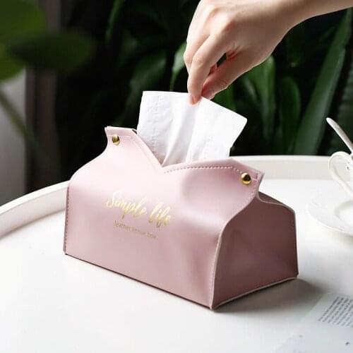 Pu Leather Tissue Case Box Car Toilet Pumping Box Rectangle Paper Holder Desktop Storage Container Bedroom Kitchen Storage Box