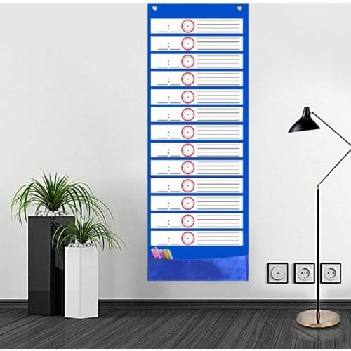 Daily Schedule Pocket Chart 26 Double-Sided Reusable Dry-Eraser Cards For Office l29k