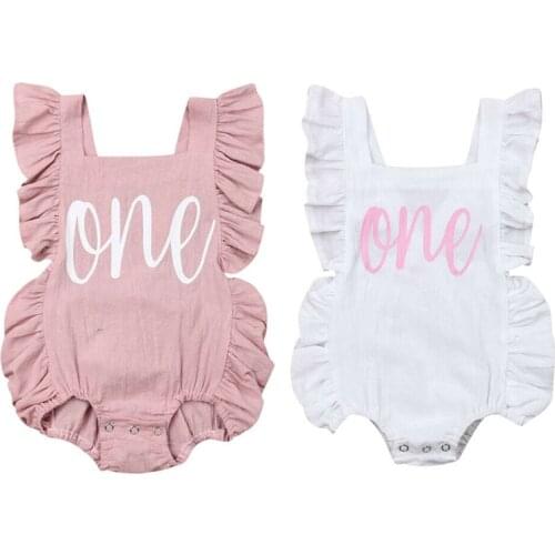 0-24M Infant Baby Girl Bodysuits Clothes Ruffles Fly Sleeve Sunsuits Baby Girl Cotton Jumpsuit 1st Birthdat Backless Sunsuits