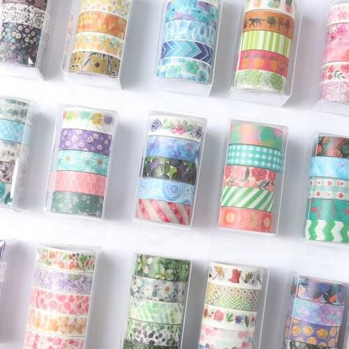 5Pcs/Set Romantic Floral Paper Washi Tape 15mm*5m Flowers Masking Tapes Decorative Stickers DIY Stationery School Supplies