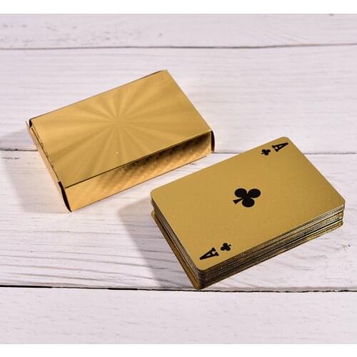 HOT 1 Set High-grade Gold Foil Plated Poker Card Family Meet Games Gold Foil Playing Cards Texas Hold'em Poker Funny