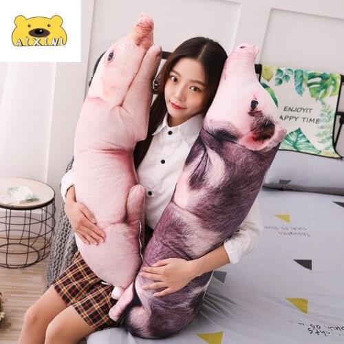 Cute Pig Plush Pig Plushie Zipper Simulated Sleeping Pillow Stuffed Animals Adult Pet Bolster Sofa for Children Chair Decor Gift
