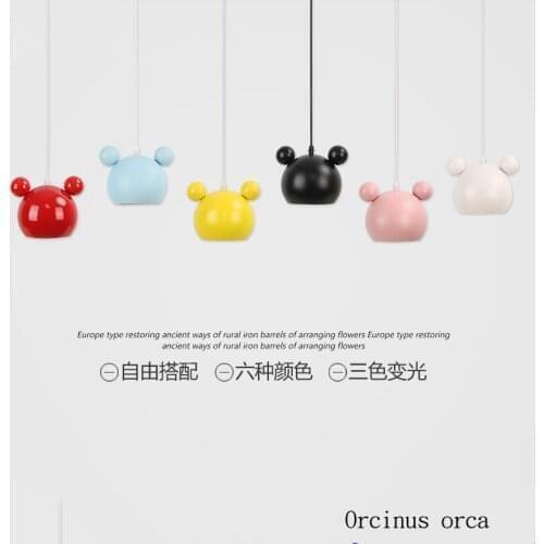 Cartoon creative color single head chandelier boys and girls bedroom childrens room lamp modern simple LED pendant lamp