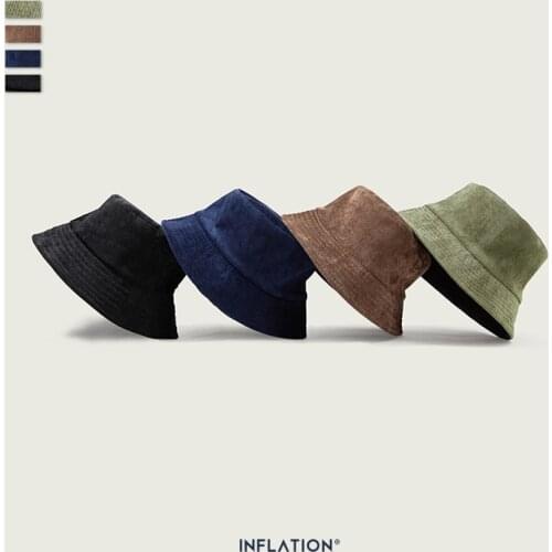 INFLATION Men Flat Fishman Hat Corduroy Material Autumn Winter Bucket Hat Streetwear Sold Color Men Winter Backet Hat 174CI2019