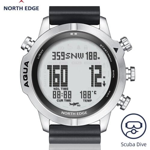 NORTH EDGE Professional Diving Watch Men 10BAR Eaterproof Fishing Swimming Equipment Barometric Altitude Measurement Oxygenated