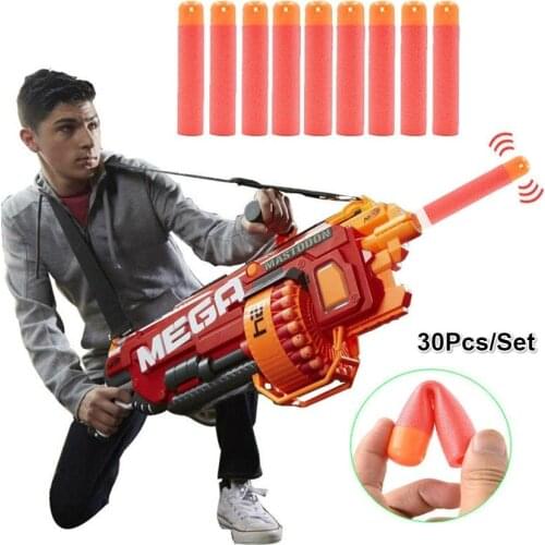 30Pcs Mega for Nerf 9.5cm Red Sniper Rifle Darts Bullets Mega Foam Refill Darts Big Hole Head Bullets for N-Strike Mega Series