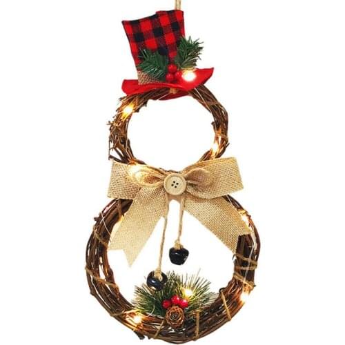 Christmas Halloween LED Wreath Hanging Decoration Household Rattan Wreath Wall Door Farmhouse Decor
