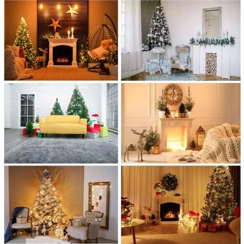 SHUOZHIKE Christmas Indoor Theme Photography Background Christmas tree Fireplace Children For Photo Backdrops 21712 YXSD-09