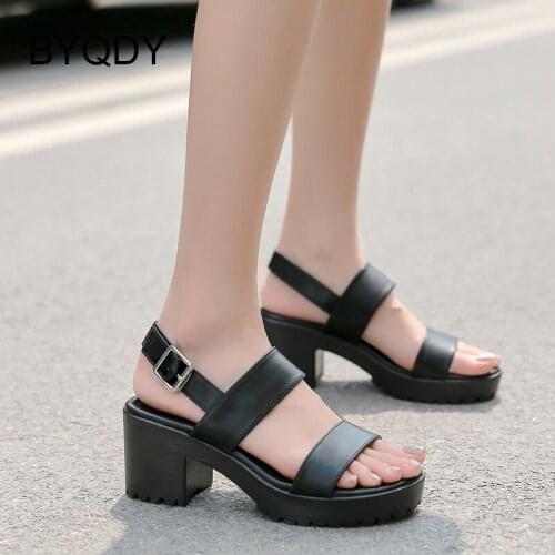 BYQDY Drop Shipping Summer Sandal Shoes For Women New Arrival Thick Heels Sandals Platform Casual Russian Shoes Comfy Walking