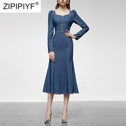 ZIPIPIYF Fashion Denim Dresses