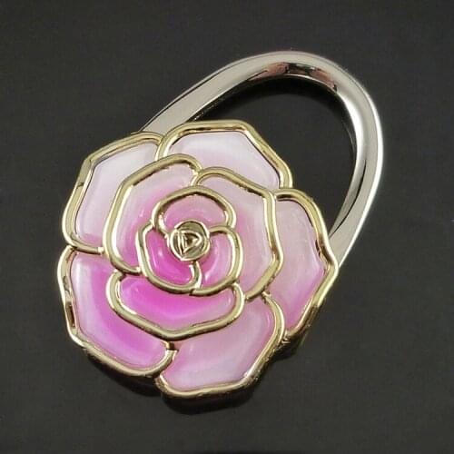 100pcs Portable Folding Rose Hang Bag Hook Bag Hanger Purse Holder Bag Locking Device gift wholesale WA1925