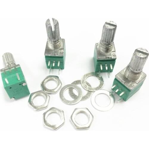 100PCS/Pack switch audio amplifier sealed potentiometer B10K 15MM 5Pin with nuts 10K potentiometer linear