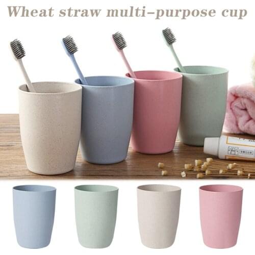 400ml Wheats Straw Water Cup Multifunctional Coffee Plastic Cup Drinking Cups Reusable Brushing Cups AC889