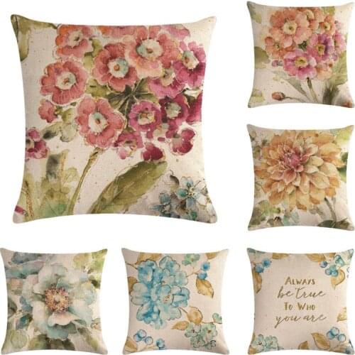45cm*45cm Hand painted flower design pattern linen/cotton throw pillow covers couch cushion cover home decorative pillows