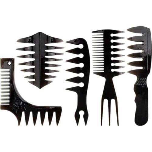 5PCS Retro Oil Head Comb Wide Tooth Hair Brush Comb Professional Hair Dyeing Comb Mens Styling Tools