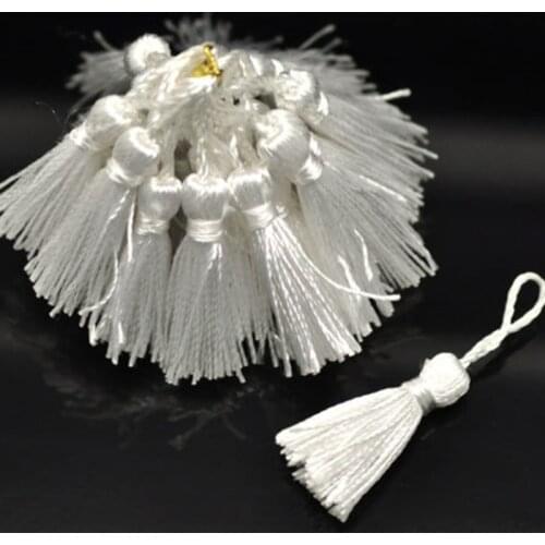 50pcs White Silky Tassels Pendant 4.5-5CM Sewing Craft Supply Curtain decoration