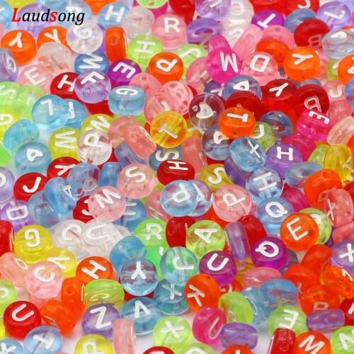 7mm Transparent Mixed Letter Acrylic Beads Round Flat Alphabet Spacer Beads For Jewelry Making Handmade Diy Bracelet Necklace