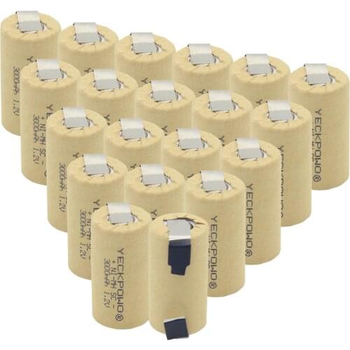 NIMH rechargeable 3000mAh 1.2V SC batteries akkumulator akkus sub C battery soldering tape welding tabs for flashlight solar