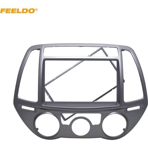 FEELDO 2Din Car Fascia for Hyundai I-20 I20 I 20 Manual AC Radio DVD Stereo GPS Panel Dash Mount Trim Kit Face Plate Bezel Facia