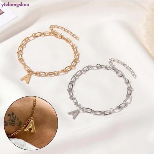 Fashion Crystal Letter Anklets Bracelet For Women A Alphabet Anklets Female Gold Color Leg Foot Chain Boho Jewelry Gift