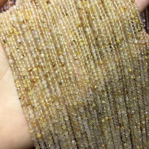 Natural Stone Faceted Scattered bead Rutile Quartz Small Beads 2 3 4.5 mm for Jewelry Making DIY Necklace Bracelet Accessories