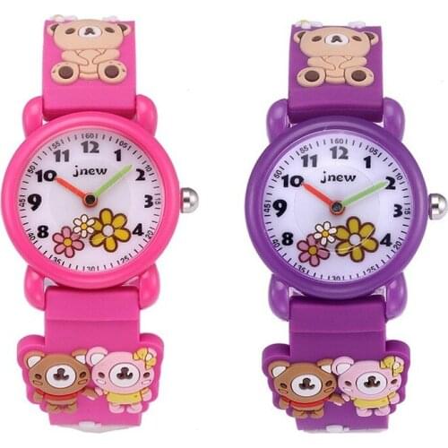 Cartoon Childrens Watch Waterproof Quartz Silicone Watch Primary School Girls Boys Childrens Watch 3D Bear Silicone Clock
