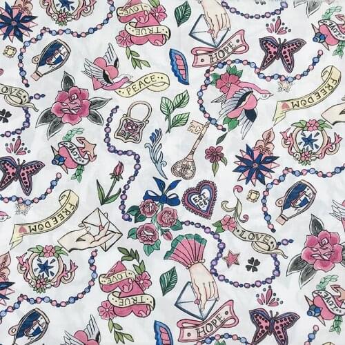 Love Letter 80S Like Liberty Cotton Fabric For Kids Baby Sewing Cloth Dresses Skirt DIY Handmade Designer Patchwork Meter 2021