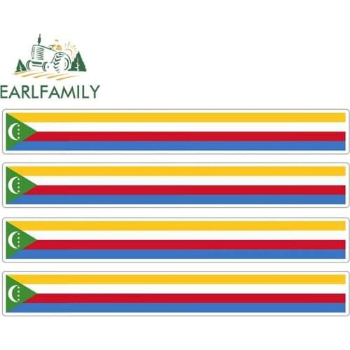 EARLFAMILY 4pcs Car Stripe Motorcycle Racing Flag Sticker Car Window Decal Bike Moto Tuning Comoros Car Stickers