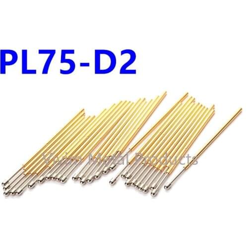 Phosphorus Copper Round Head Spring Test Probe PL75-D2 Length 33.35mm Diameter 1.3mm Nickel Plated Round Head Probe for Testing