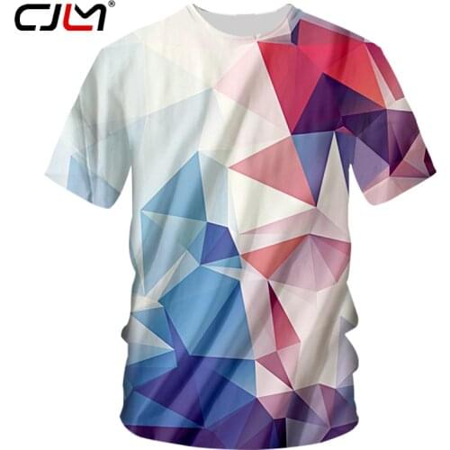 CJLM Hot Men Tshirt 3D Creative Geometric Printed Homme Casual T Shirts O-neck Men T-shirts Regular Partner Fitness Tees Tops