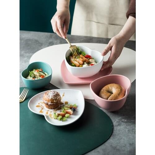 Ceramic Creative Love Heart-shaped Couple Dinner Plate Tableware Cake Tray Fruit Snack Steak pasta Western Food Plate Porcelain