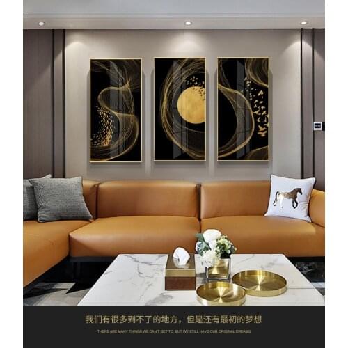 Chinese style Golden web birds moon deer fish cloud Modern Decorative Pictures Wall art Paintings for porch Living Room decor