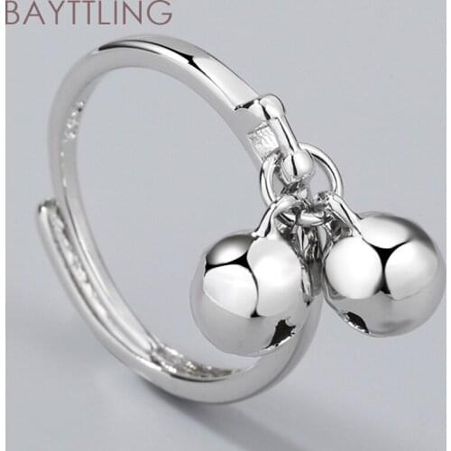 BAYTTLING 925 Sterling Silver Fine Bell Open Ring For Woman Fashion Gift Jewelry Couple Ring
