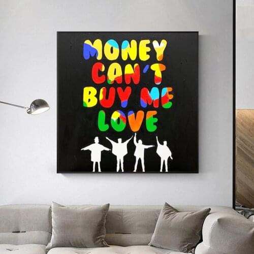 Colorful Letters Art Money Can't Buy Me Love Canas Paintings Street Graffiti Art Wall Picture for Living Room Home Decor Posters