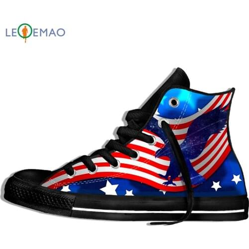 Custom Logo Image Printing Sneakers Shoes USA Eagle Men USA Hip Hop Men Eagle High-top Loafers Canvas Zapatos De Mujer Outdoor