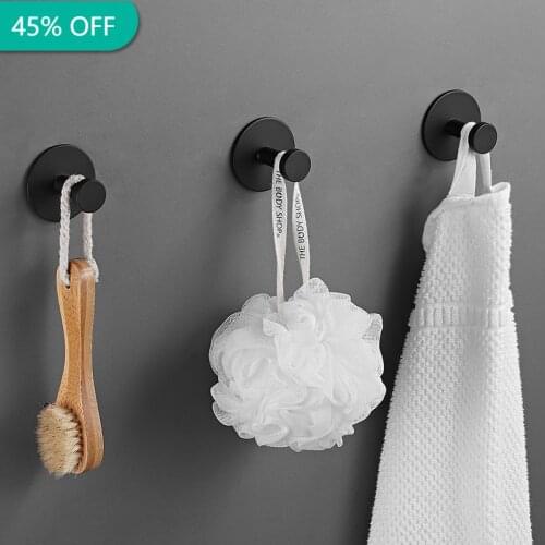 Aluminium Alloy Towel Hook Coat Rack Wall Mounted Clothes Hooks Black White Hooks Punch-free Bathroom Bedroom Door Back Hook