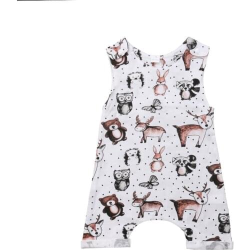 Newborn Baby Summer Clothing Boy Girl Clothes Cartoon Animal Print Sleeveless Romper Jumpsuit Cotton Casual Clothes One-pieces