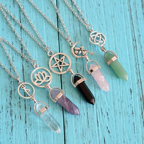 Fashion Trend Crystals Necklace Bohemian Hexagon Opal Pendant Necklace Female Hexagon Crystal Necklace Gift 2021 NEW