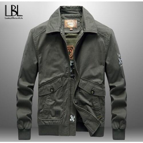 Mens Casual Bomber Jackets Autumn Winter Male Military Coat Clothing Jackets Men Solid Fashion Slim Jacket Outwear Tops 2021 New