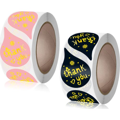 Gold Pink Foil Thank You Stickers 500pcs, Thank You Business Stickers Labels For Sealing,online Sellers Packaging Party Supplies