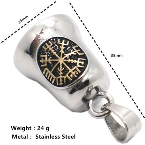 Unisex 316L Stainless Steel Newest Vikings Gloss Vintage Wheel Bell Amulet Golden-Silver Color Pendant