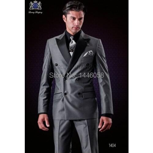 2018 New Design Italian Suits For Men Double Breasted Classic Wedding Dress Prom Tuxedos Peaked Lapel Groomsman Men Wedding Suit