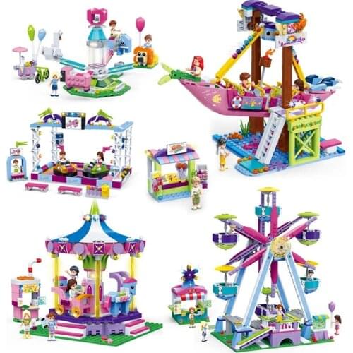 Girls Series Pleasure Amusement Park Ferris Wheel/ground Model Building Blocks Bricks Compatible Children Girls Gifts