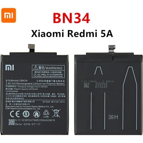 Xiao mi 100% Orginal BN34 3000mAh Battery For Xiaomi Redmi 5A 5.0" BN34 High Quality Phone Replacement Batteries